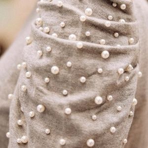 Melanie Lyne Pearl Detail Puff Sleeve Sweater